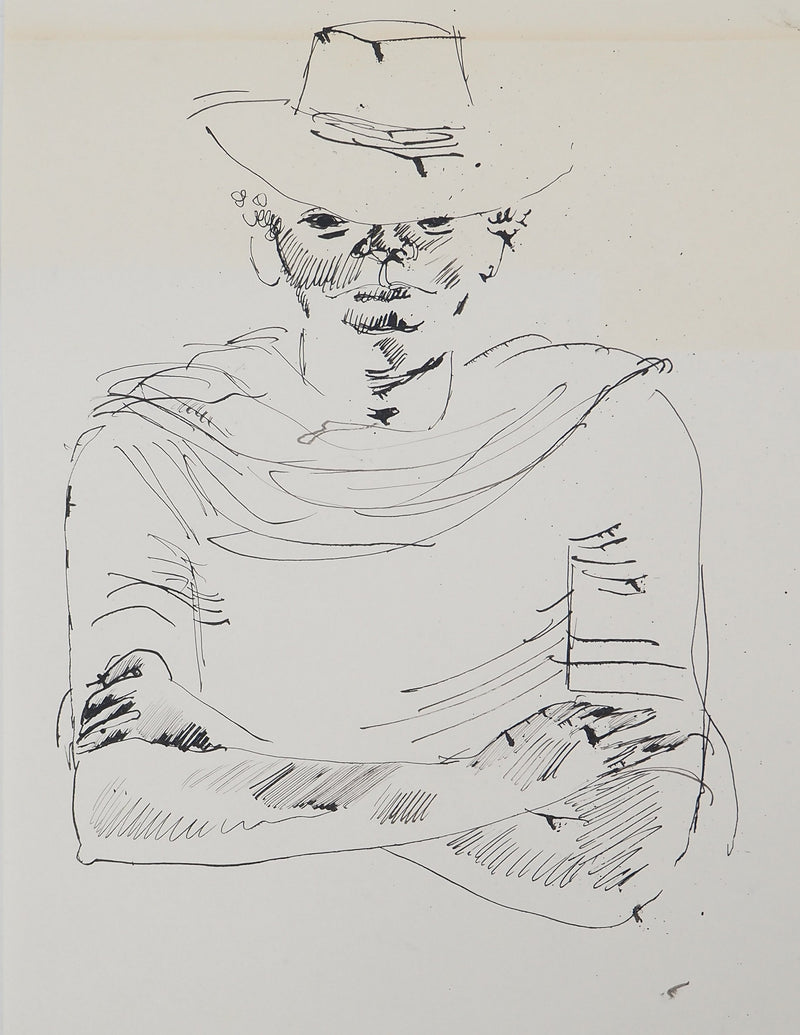 Maurice GENIS : Modèle prenant la pose, Dessin original (photo de détail 2) - Crédit photo : Galerie Art.Paris