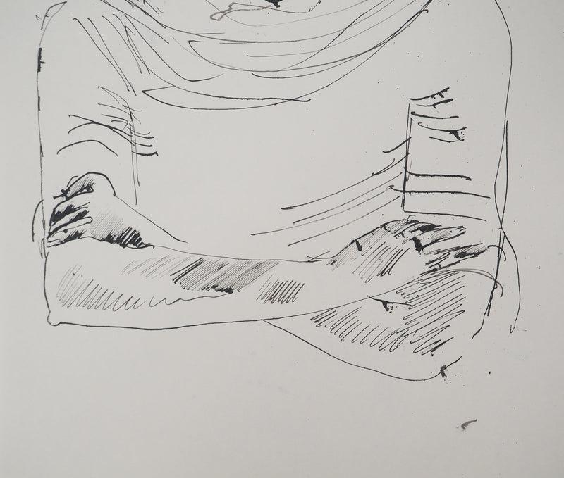 Maurice GENIS : Modèle prenant la pose, Dessin original (photo de détail 4) - Crédit photo : Galerie Art.Paris