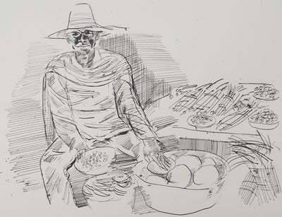Maurice GENIS : Détour par le marché, Dessin original (photo de détail 2) - Crédit photo : Galerie Art.Paris