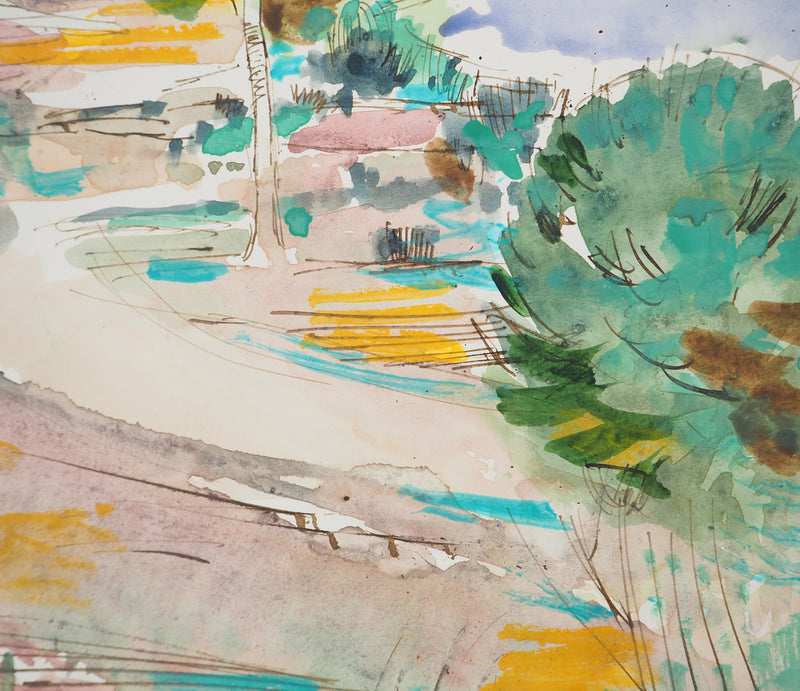 Maurice GENIS : Route en bord de mer, Aquarelle originale (photo de détail 4) - Crédit photo : Galerie Art.Paris