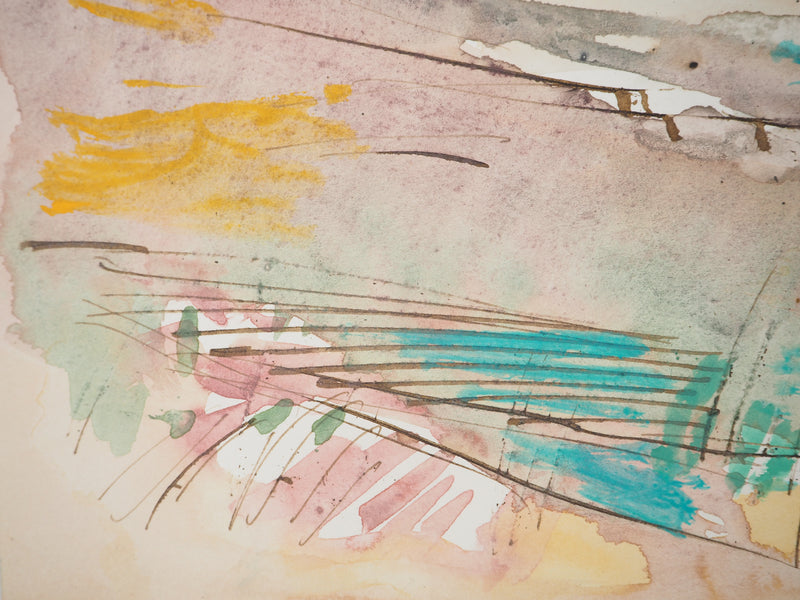 Maurice GENIS : Route en bord de mer, Aquarelle originale (photo de détail 5) - Crédit photo : Galerie Art.Paris