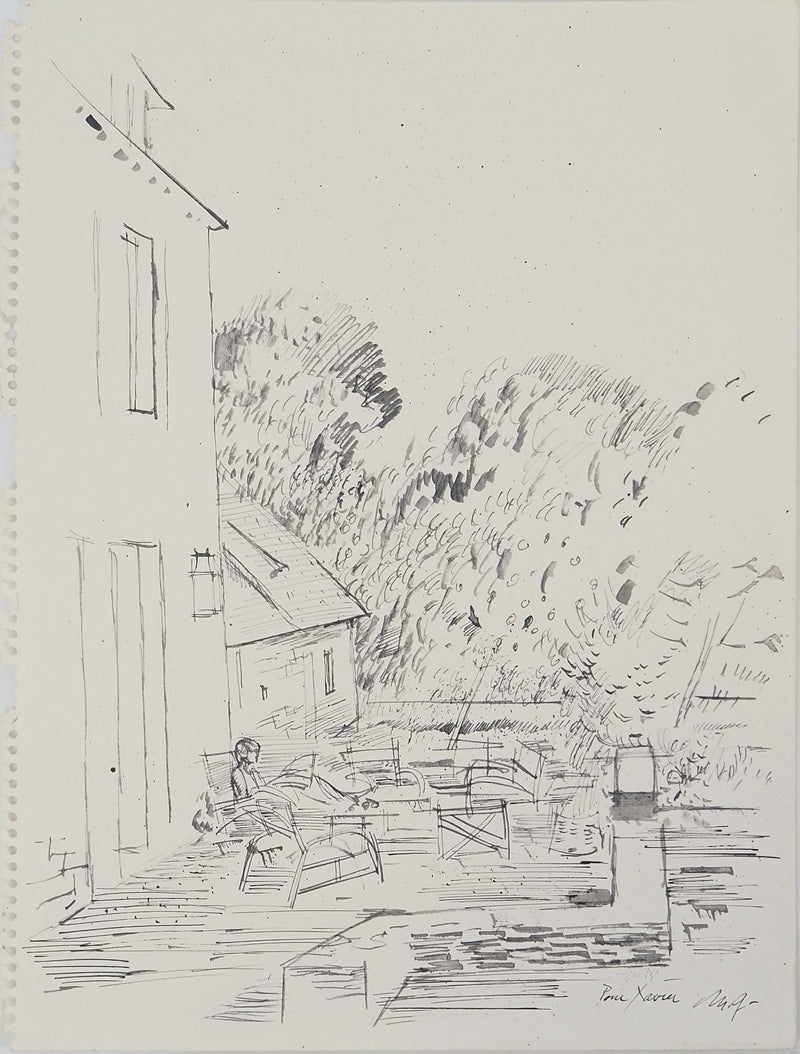 Maurice GENIS : Maison méditerranéenne, Dessin original (vue générale) - Crédit photo : Galerie Art.Paris