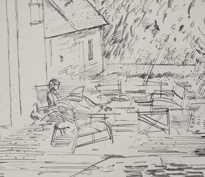 Maurice GENIS : Maison méditerranéenne, Dessin original (photo de détail 5) - Crédit photo : Galerie Art.Paris