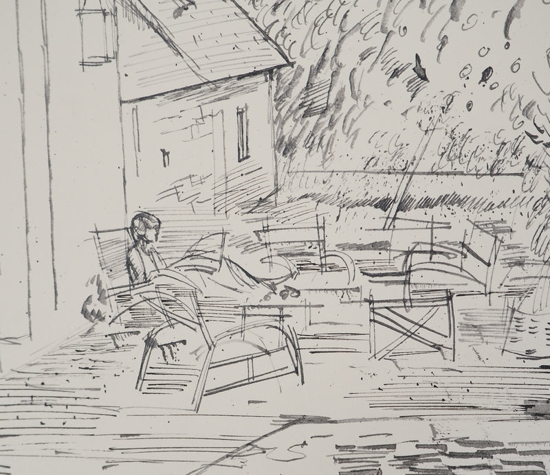 Maurice GENIS : Maison méditerranéenne, Dessin original (photo de détail 5) - Crédit photo : Galerie Art.Paris