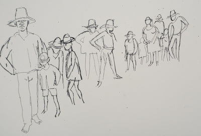 Maurice GENIS : Dans la fil d'attente, Dessin original (photo de détail 4) - Crédit photo : Galerie Art.Paris