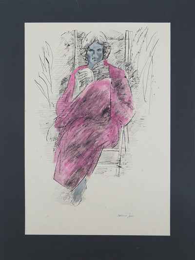 Maurice GENIS : Instant lecture, Aquarelle originale (vue générale) - Crédit photo : Galerie Art.Paris