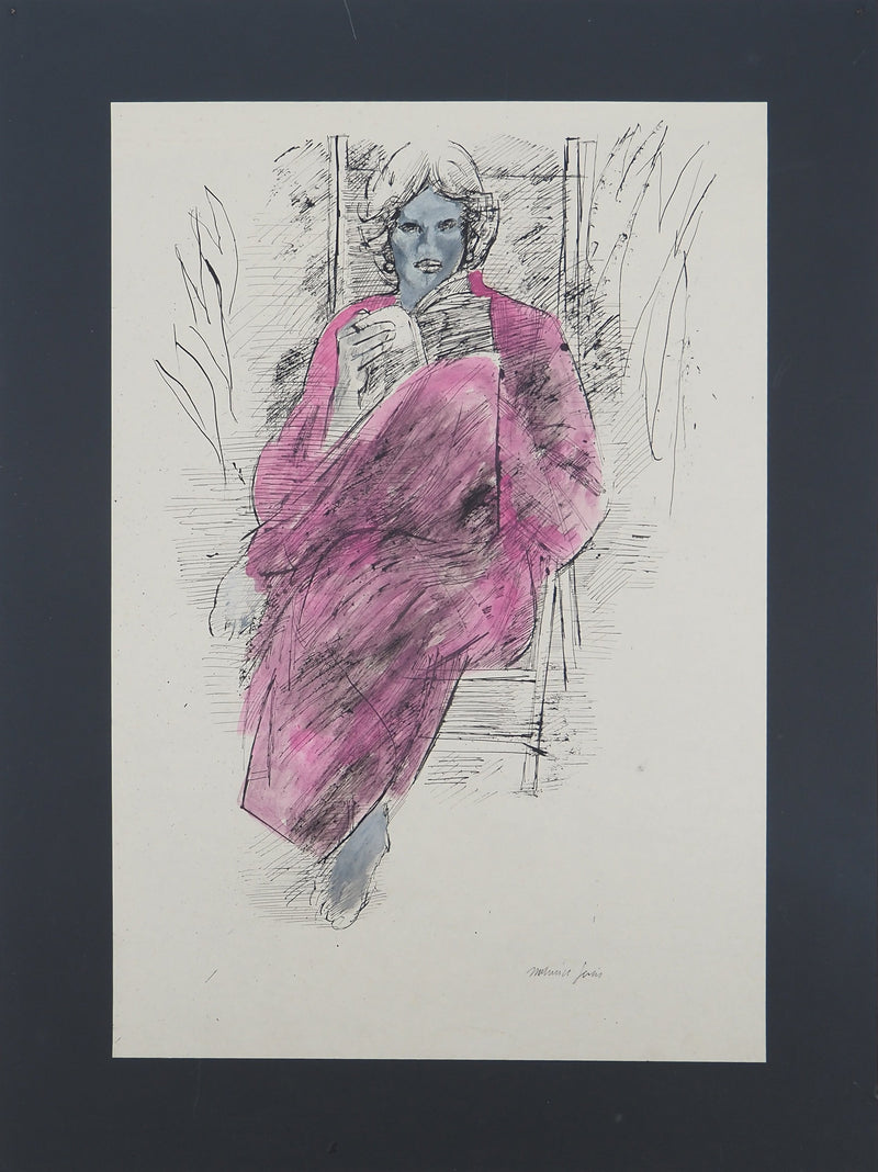 Maurice GENIS : Instant lecture, Aquarelle originale (vue générale) - Crédit photo : Galerie Art.Paris