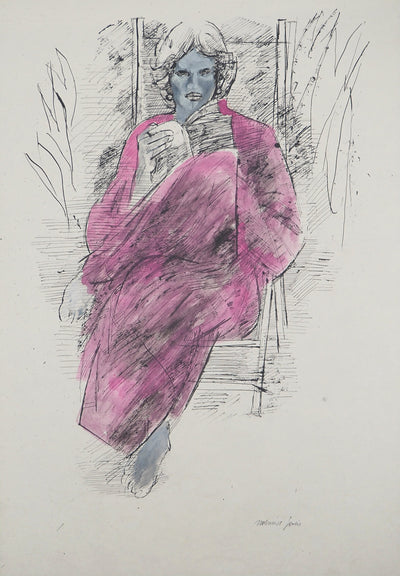 Maurice GENIS : Instant lecture, Aquarelle originale (photo de détail 3) - Crédit photo : Galerie Art.Paris