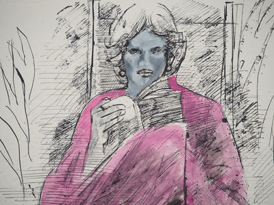 Maurice GENIS : Instant lecture, Aquarelle originale (photo de détail 4) - Crédit photo : Galerie Art.Paris