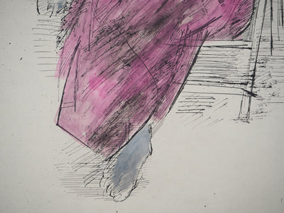 Maurice GENIS : Instant lecture, Aquarelle originale (photo de détail 5) - Crédit photo : Galerie Art.Paris