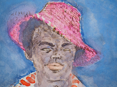 Maurice GENIS : Portrait à la chemise rayée, Aquarelle originale (photo de détail 3) - Crédit photo : Galerie Art.Paris