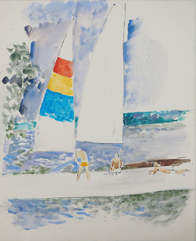 Maurice GENIS : Sortie en mer, Aquarelle originale (vue générale) - Crédit photo : Galerie Art.Paris