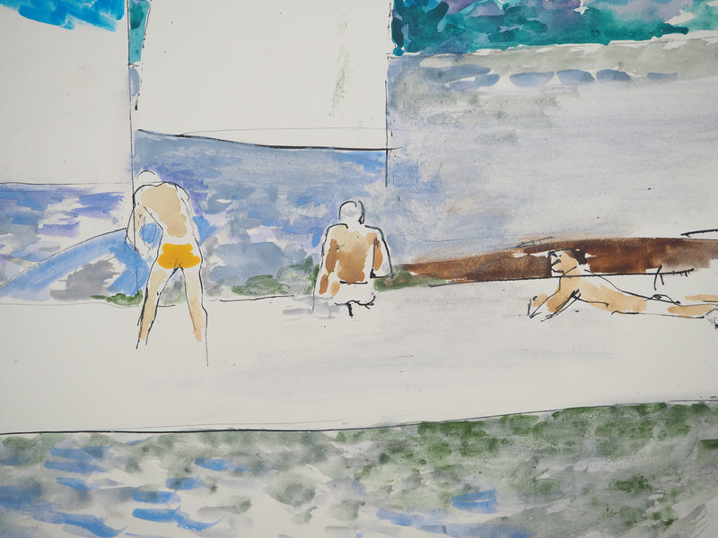 Maurice GENIS : Sortie en mer, Aquarelle originale (photo de détail 4) - Crédit photo : Galerie Art.Paris
