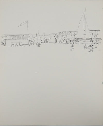 Maurice GENIS : Une journée à la plage, Dessin original (vue générale) - Crédit photo : Galerie Art.Paris