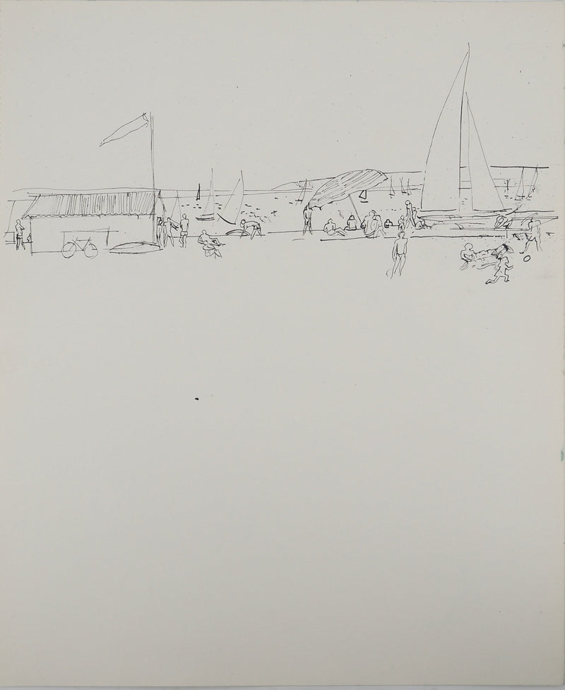 Maurice GENIS : Une journée à la plage, Dessin original (vue générale) - Crédit photo : Galerie Art.Paris