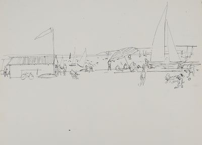 Maurice GENIS : Une journée à la plage, Dessin original (photo de détail 2) - Crédit photo : Galerie Art.Paris