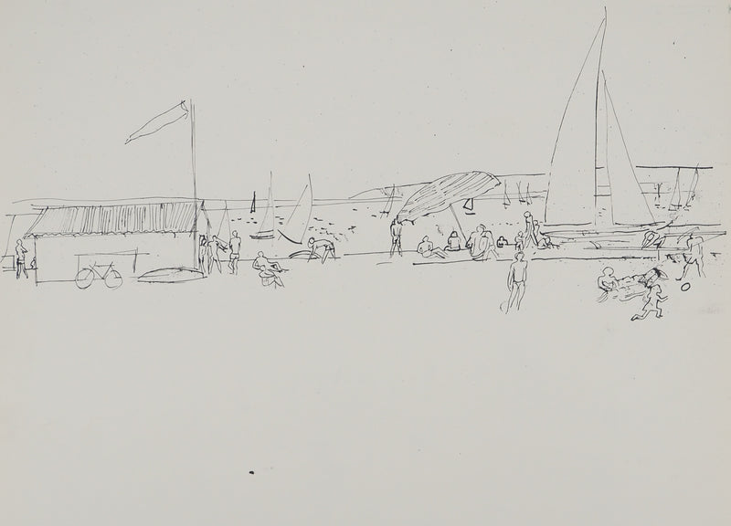 Maurice GENIS : Une journée à la plage, Dessin original (photo de détail 2) - Crédit photo : Galerie Art.Paris
