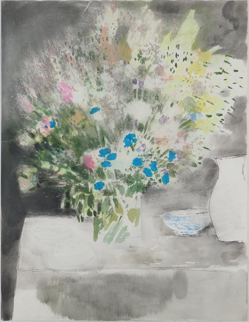 Maurice GENIS : Bouquet de fleurs, Aquarelle originale (vue générale) - Crédit photo : Galerie Art.Paris