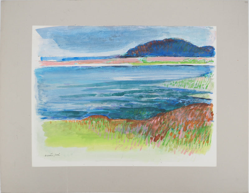 Maurice GENIS : Vue sur la mer, Aquarelle originale (vue générale) - Crédit photo : Galerie Art.Paris