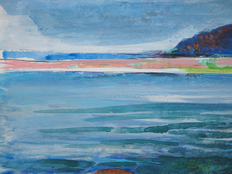 Maurice GENIS : Vue sur la mer, Aquarelle originale (photo de détail 3) - Crédit photo : Galerie Art.Paris