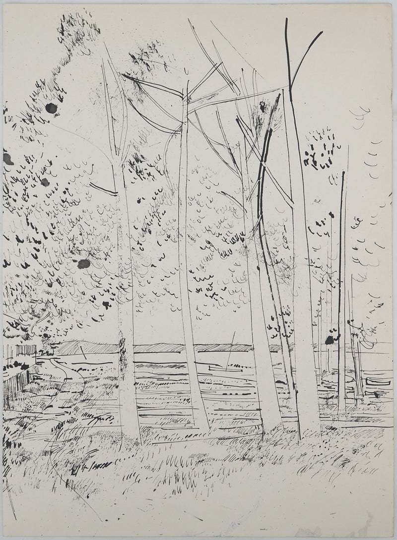 Maurice GENIS : Promenade en forêt, Dessin original (vue générale) - Crédit photo : Galerie Art.Paris