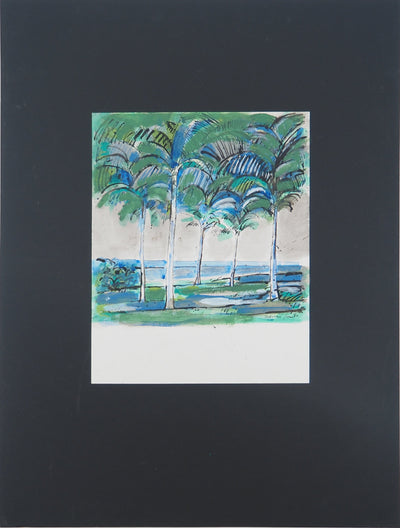 Maurice GENIS : Ile paradisiaque et cocotiers, Aquarelle originale (vue générale) - Crédit photo : Galerie Art.Paris