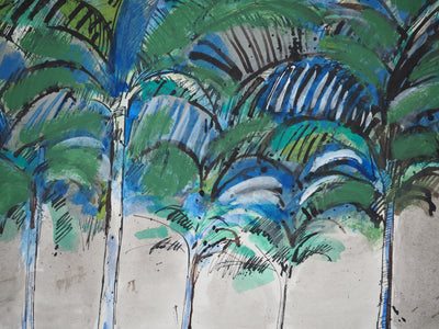 Maurice GENIS : Ile paradisiaque et cocotiers, Aquarelle originale (photo de détail 4) - Crédit photo : Galerie Art.Paris