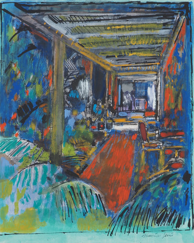 Maurice GENIS : Intérieur de chambre, Aquarelle originale (photo de détail 3) - Crédit photo : Galerie Art.Paris