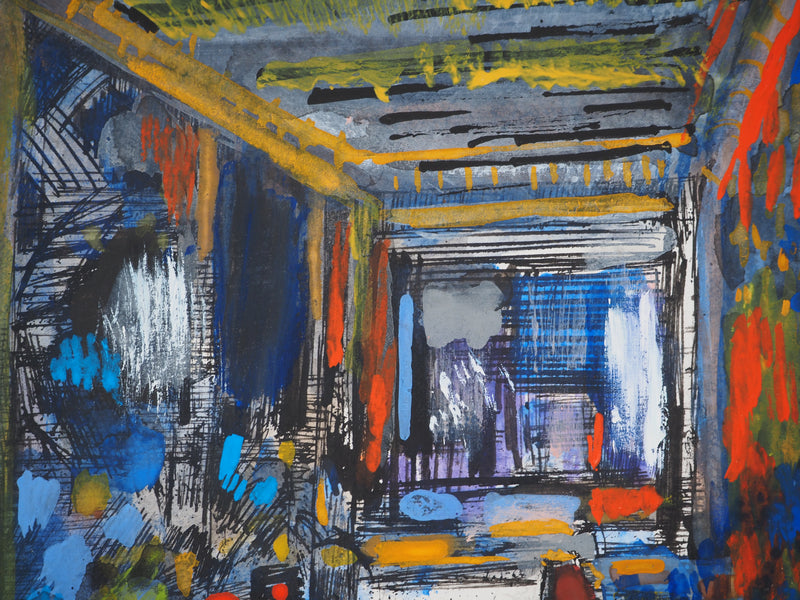 Maurice GENIS : Intérieur de chambre, Aquarelle originale (photo de détail 6) - Crédit photo : Galerie Art.Paris