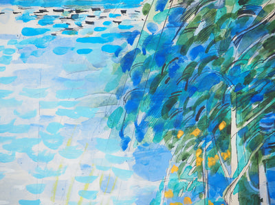 Maurice GENIS : Paysage marin, Aquarelle originale (photo de détail 4) - Crédit photo : Galerie Art.Paris