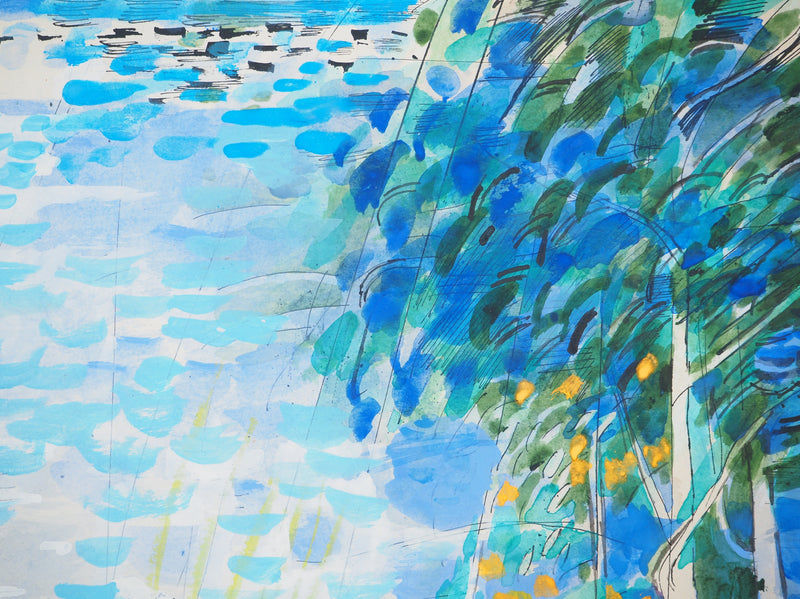 Maurice GENIS : Paysage marin, Aquarelle originale (photo de détail 4) - Crédit photo : Galerie Art.Paris