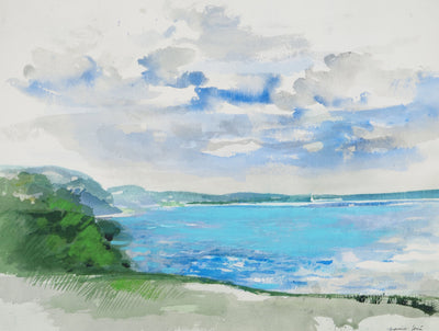 Maurice GENIS : Reflets sur le lac, Aquarelle originale (vue générale) - Crédit photo : Galerie Art.Paris