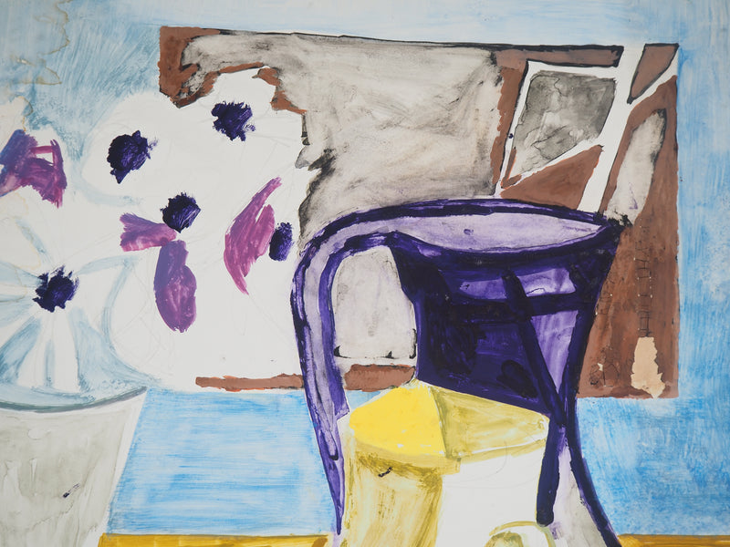 Maurice GENIS : Composition aux carafes, Gouache originale (photo de détail 3) - Crédit photo : Galerie Art.Paris