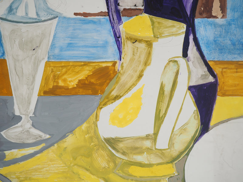 Maurice GENIS : Composition aux carafes, Gouache originale (photo de détail 4) - Crédit photo : Galerie Art.Paris