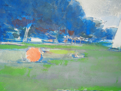Maurice GENIS : Après-midi au bord du lac d'Annecy, Aquarelle originale (photo de détail 4) - Crédit photo : Galerie Art.Paris
