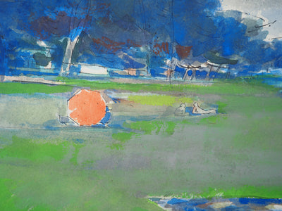 Maurice GENIS : Après-midi au bord du lac d'Annecy, Aquarelle originale (photo de détail 5) - Crédit photo : Galerie Art.Paris