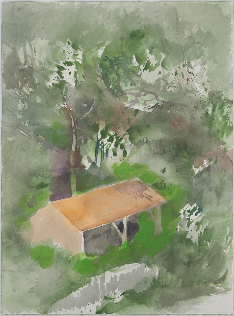 Maurice GENIS : Cabane en forêt, Aquarelle originale (vue générale) - Crédit photo : Galerie Art.Paris