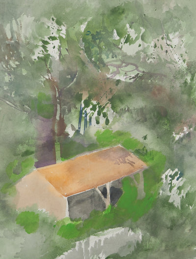 Maurice GENIS : Cabane en forêt, Aquarelle originale (photo de détail 2) - Crédit photo : Galerie Art.Paris