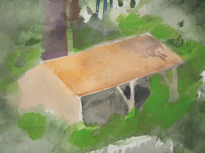 Maurice GENIS : Cabane en forêt, Aquarelle originale (photo de détail 3) - Crédit photo : Galerie Art.Paris