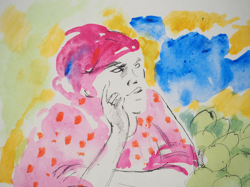 Maurice GENIS : La vendeuse de fruits, Aquarelle originale (photo de détail 3) - Crédit photo : Galerie Art.Paris