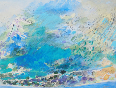 Maurice GENIS : Vue depuis la côte, Aquarelle originale (photo de détail 2) - Crédit photo : Galerie Art.Paris