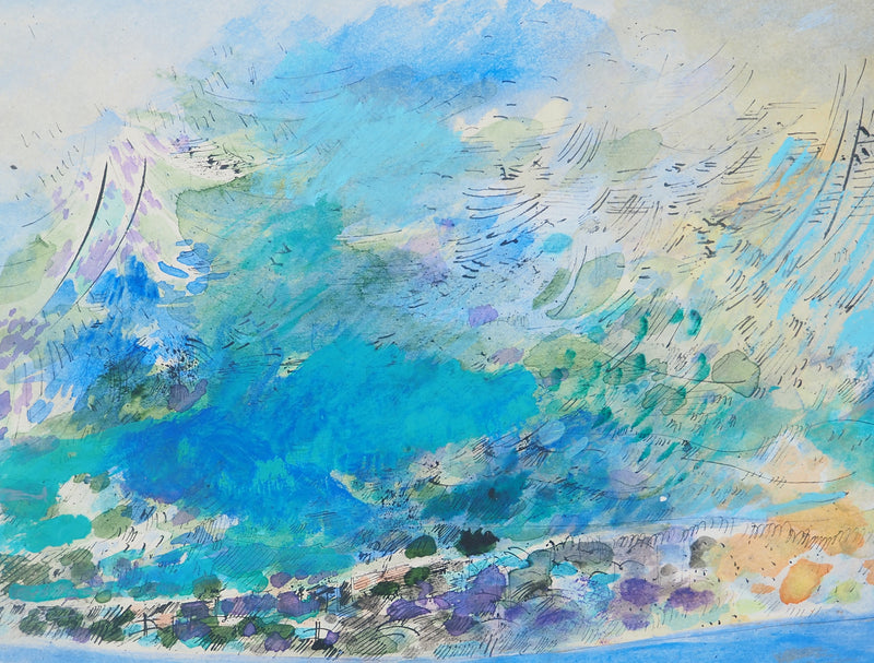 Maurice GENIS : Vue depuis la côte, Aquarelle originale (photo de détail 2) - Crédit photo : Galerie Art.Paris