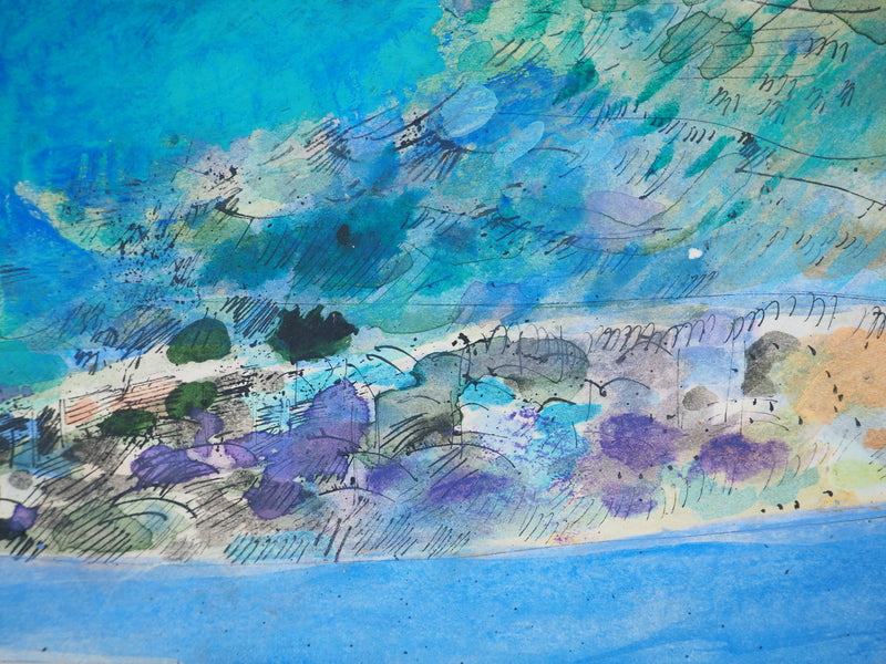 Maurice GENIS : Vue depuis la côte, Aquarelle originale (photo de détail 4) - Crédit photo : Galerie Art.Paris