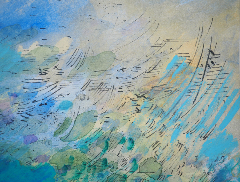 Maurice GENIS : Vue depuis la côte, Aquarelle originale (photo de détail 5) - Crédit photo : Galerie Art.Paris