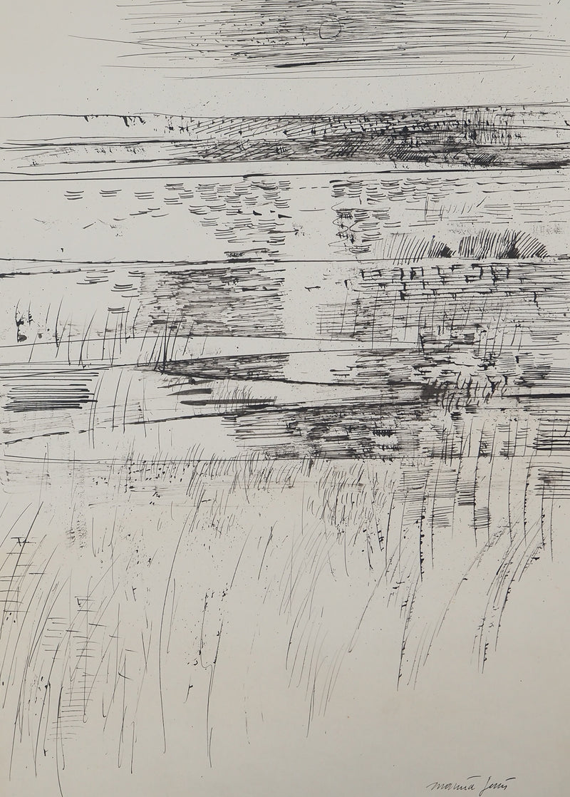 Maurice GENIS : Paysage abstrait, Dessin original (photo de détail 3) - Crédit photo : Galerie Art.Paris