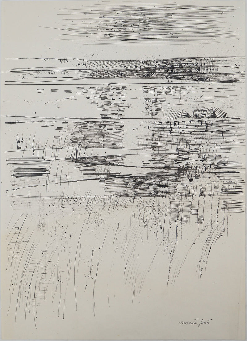Maurice GENIS : Paysage abstrait, Dessin original (vue générale) - Crédit photo : Galerie Art.Paris