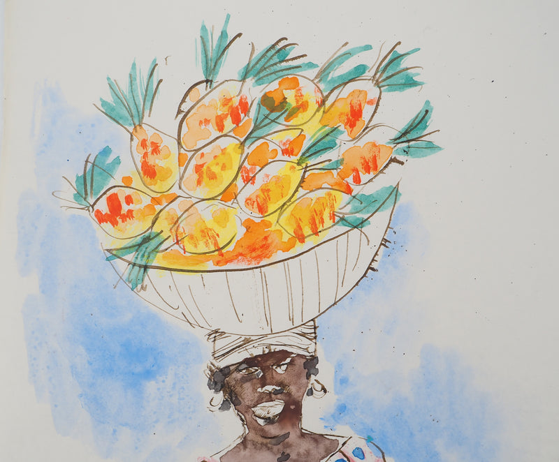 Maurice GENIS : Les ananas, Dessin original (photo de détail 3) - Crédit photo : Galerie Art.Paris