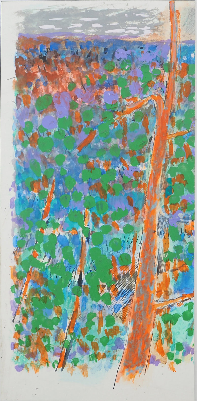 Maurice GENIS : Promenade dans les bois, Gouache originale (vue générale) - Crédit photo : Galerie Art.Paris