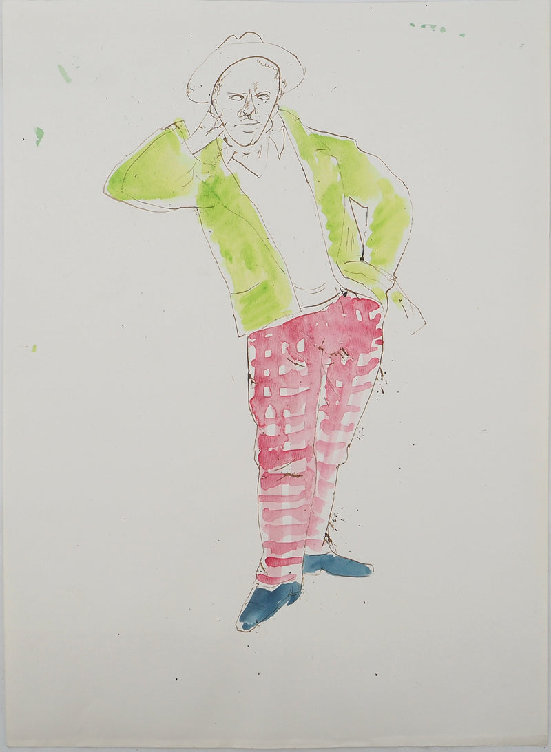 Maurice GENIS : Modèle aux carreaux, Aquarelle originale (vue générale) - Crédit photo : Galerie Art.Paris