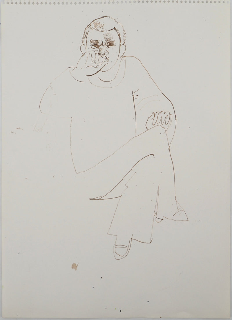 Maurice GENIS : Homme pensif, Dessin original (vue générale) - Crédit photo : Galerie Art.Paris